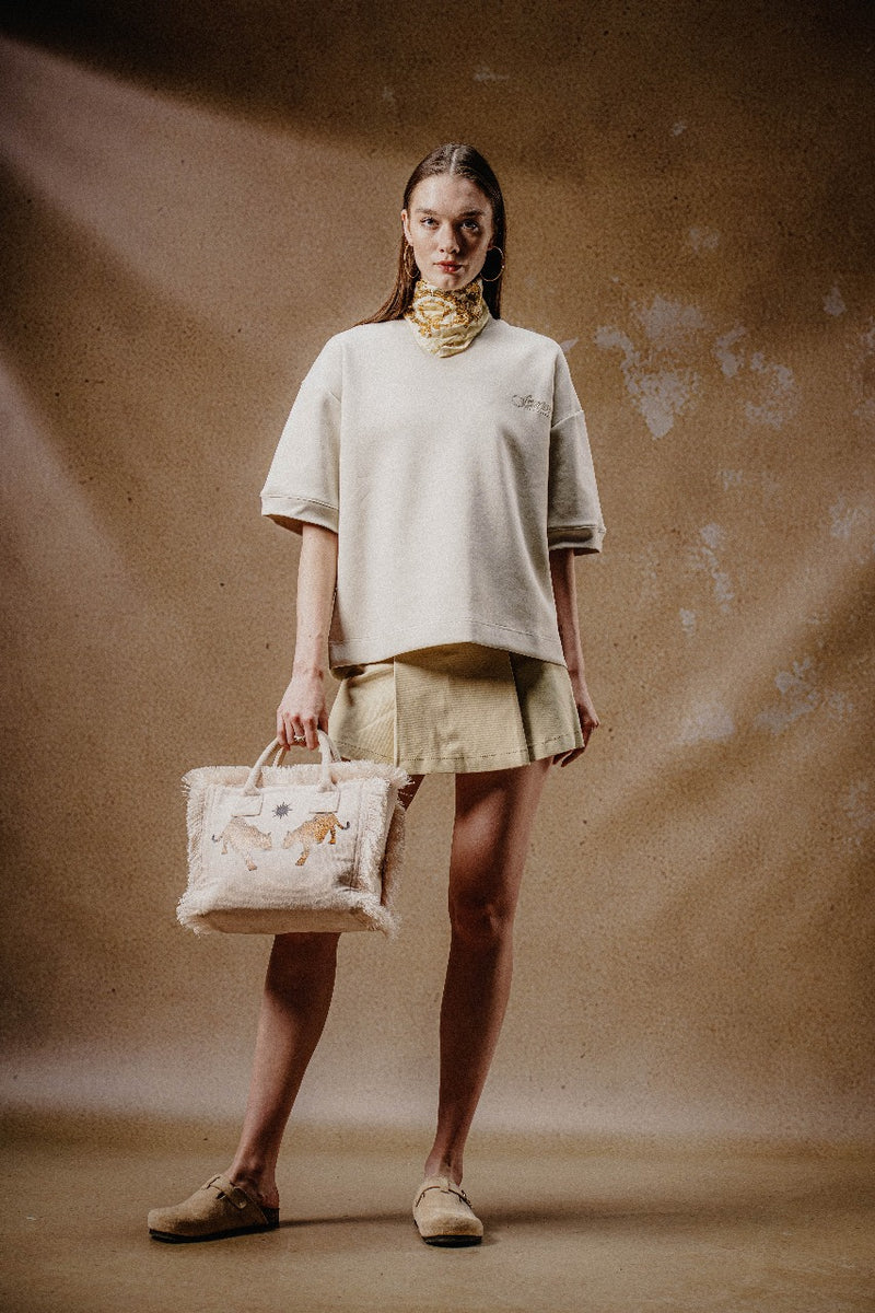 EMBROIDERY T SHIRT BEIGE