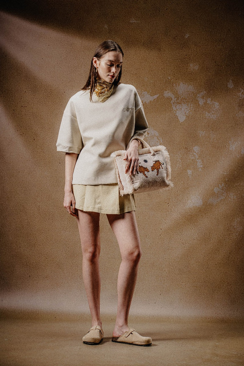 EMBROIDERY T SHIRT BEIGE