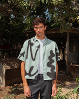 SPRAYED STRIPPED GREEN SHIRT
