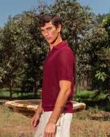 KNITTED POLO 208 BURGUNDY