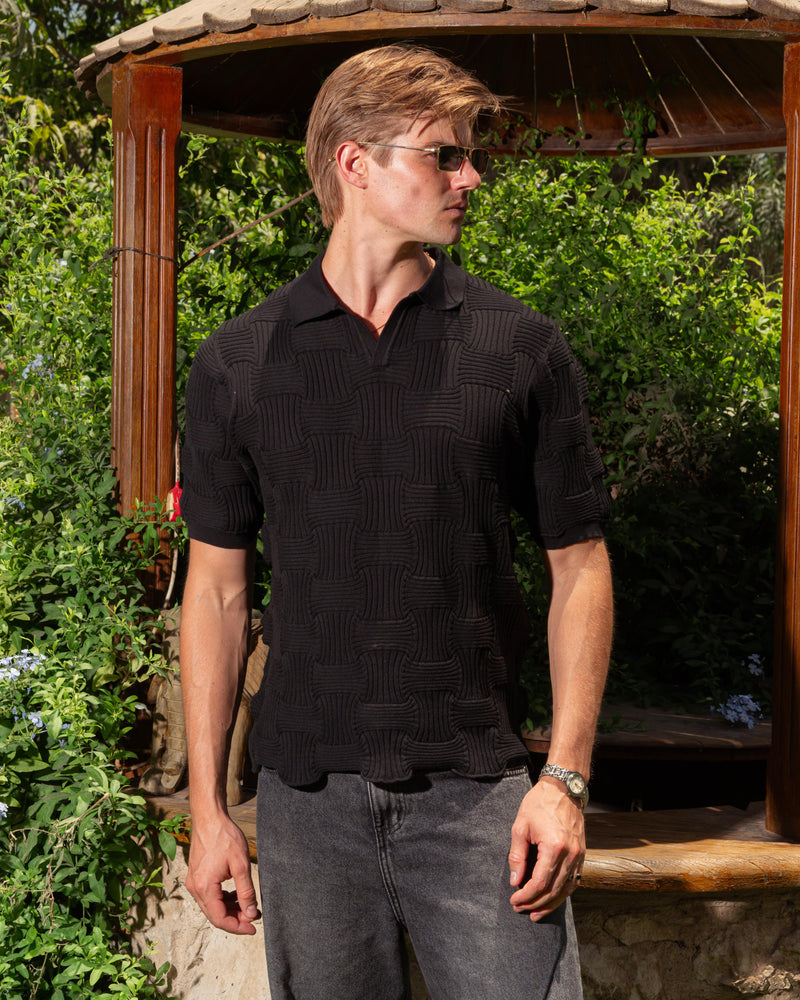 KNITTED POLO 205 BLACK