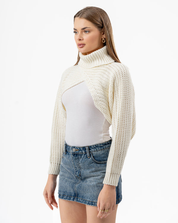 CRISSCROSS KNITTED TOP WHITE