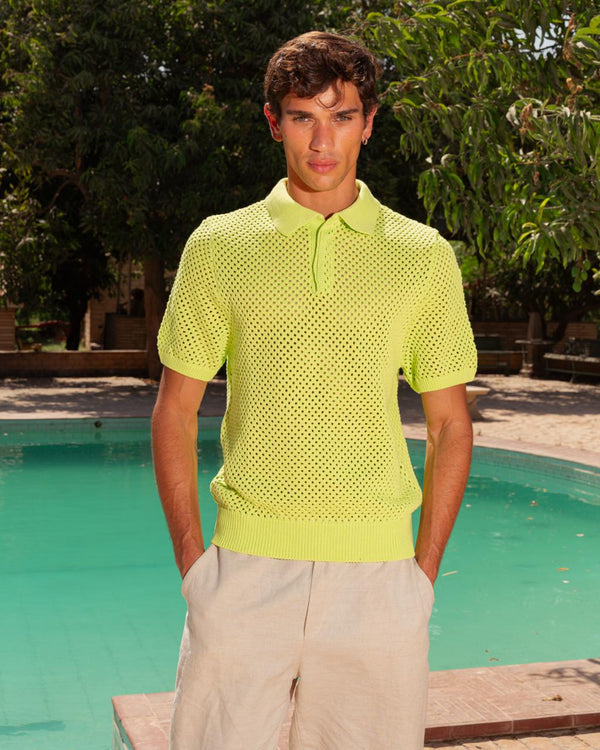 KNITTED POLO 201 LEMON GREEN