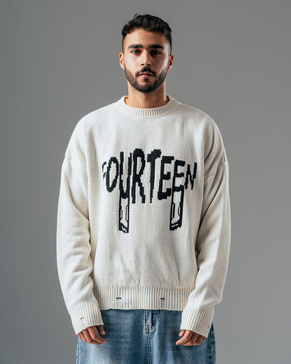 FOURTEEN KNITTED SWEATER WHITE