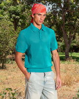 KNITTED POLO 201 TEAL