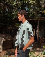 SPRAYED STRIPPED GREEN SHIRT