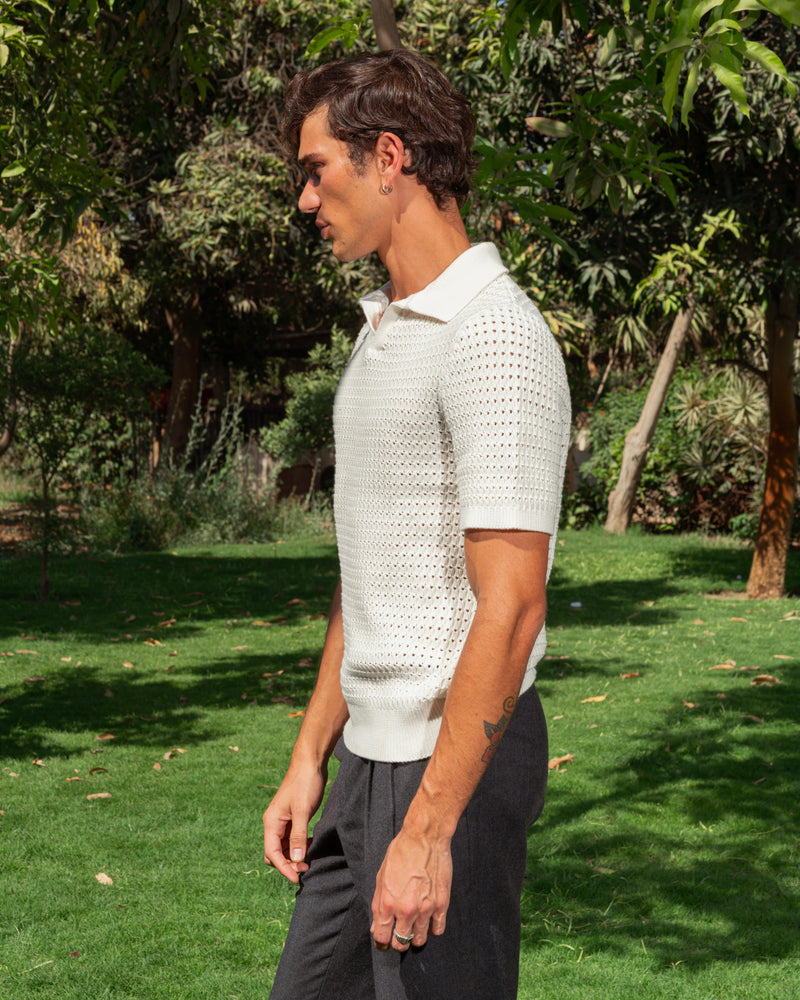 KNITTED POLO 203 WHITE