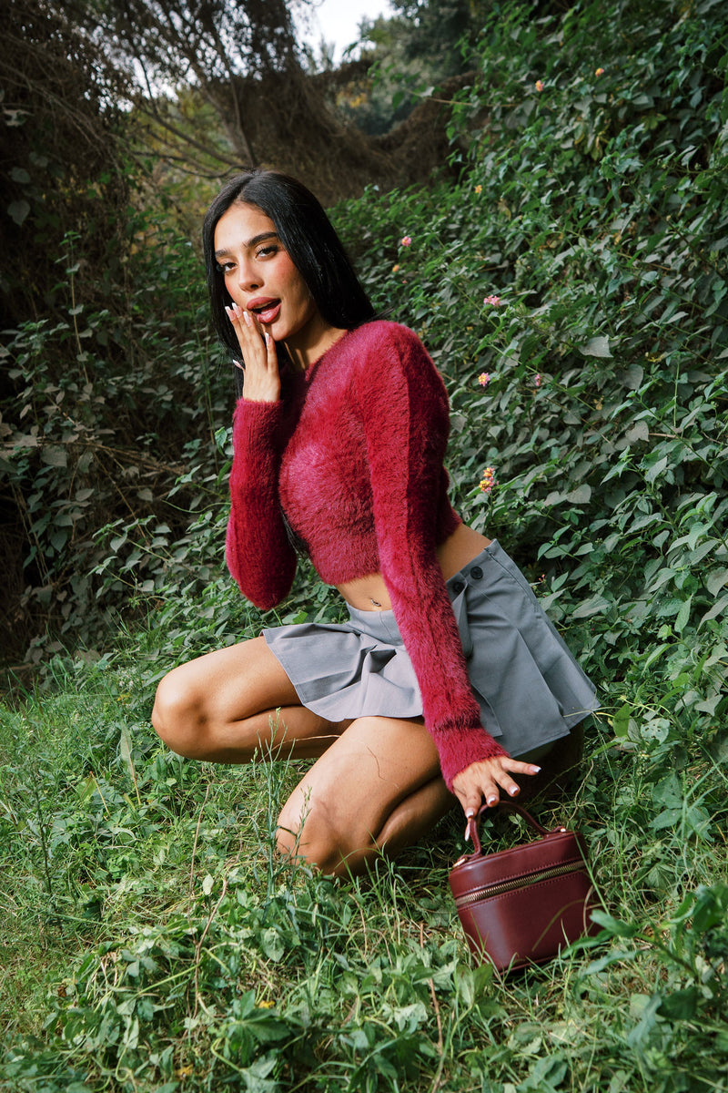 MOHAIR TOP BURGUNDY
