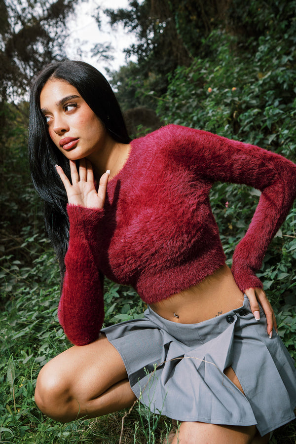 MOHAIR TOP BURGUNDY