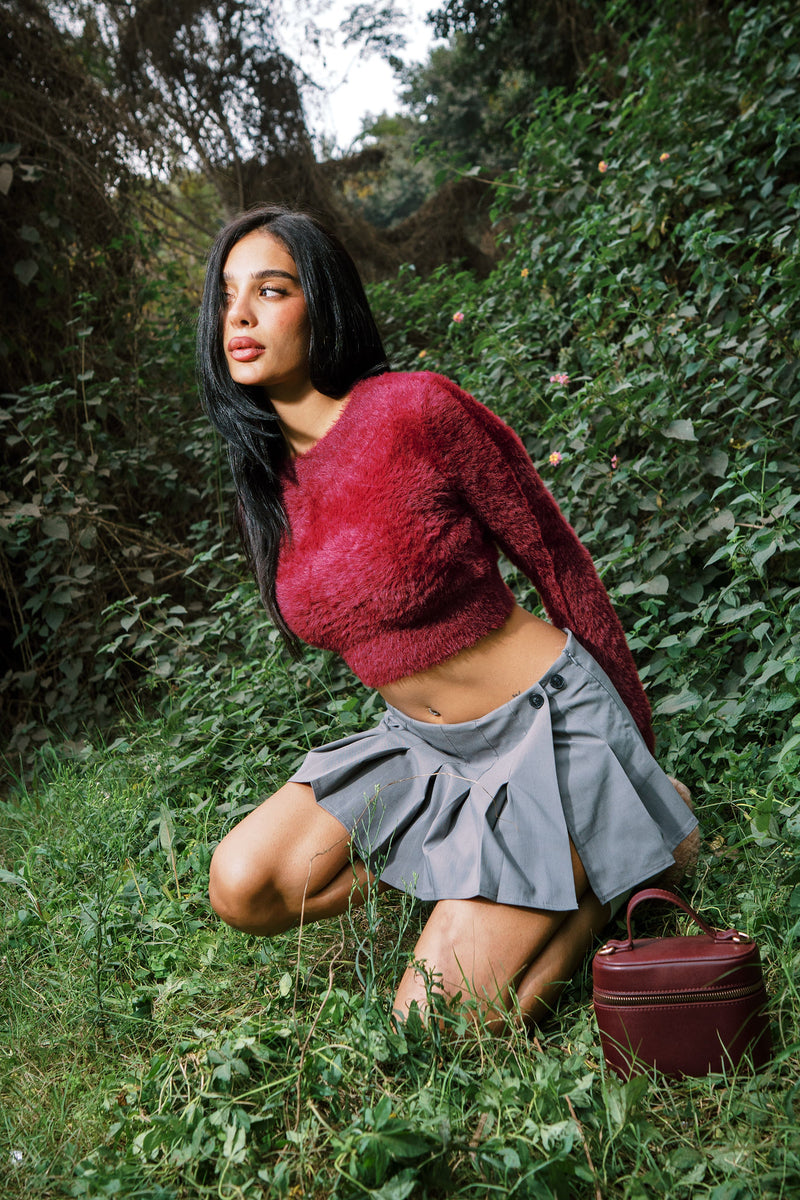MOHAIR TOP BURGUNDY