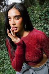MOHAIR TOP BURGUNDY