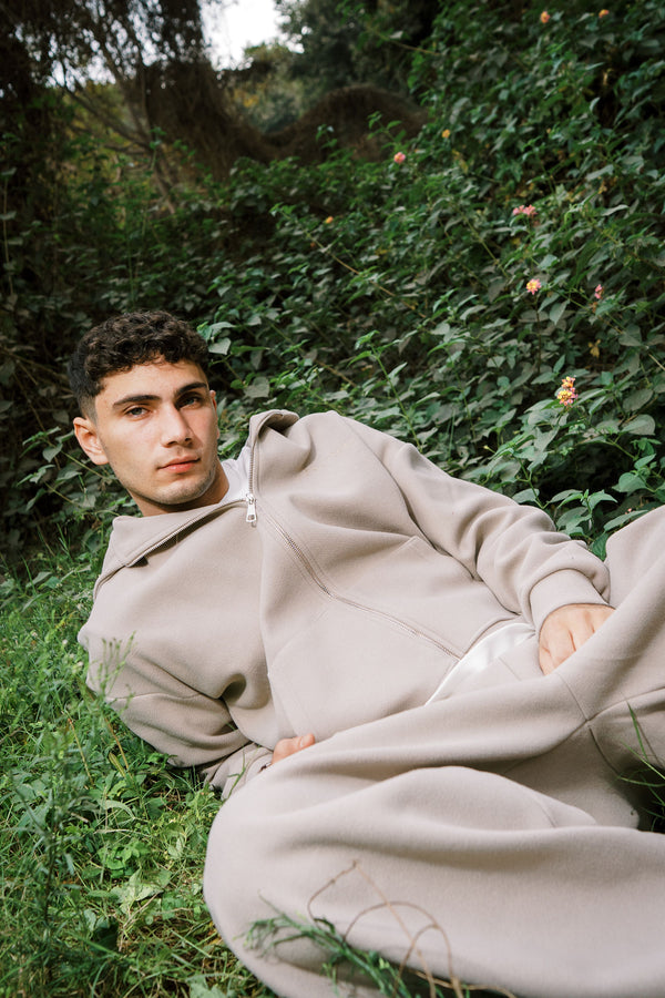 WOOL ZIP UP JACKET BEIGE