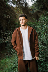 WOOL ZIP UP BROWN