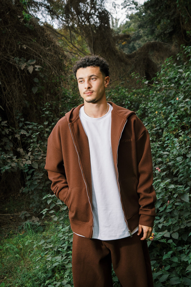 WOOL ZIP UP BROWN