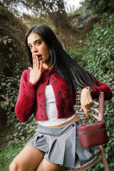 MOHAIR CARDIGAN TOP BURGUNDY