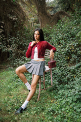 MOHAIR CARDIGAN TOP BURGUNDY