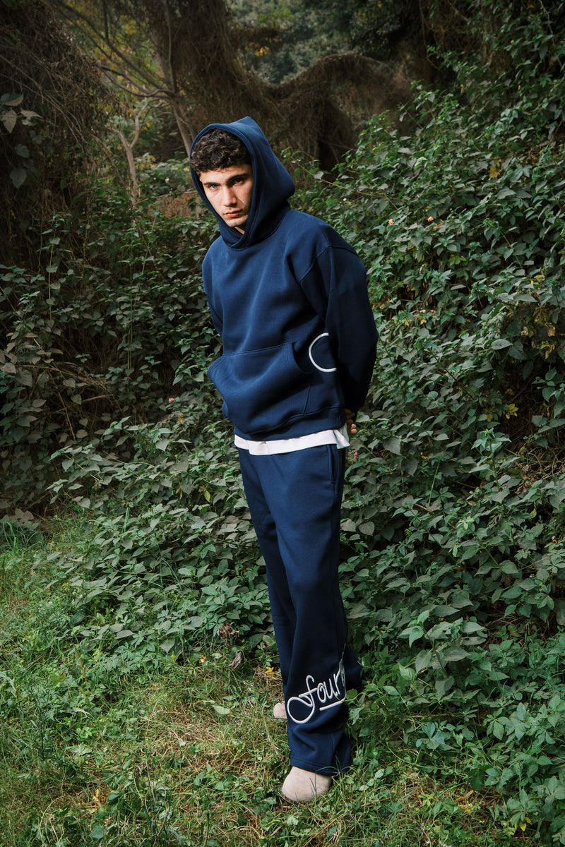EMBROIDERY HODDIE NAVY BLUE