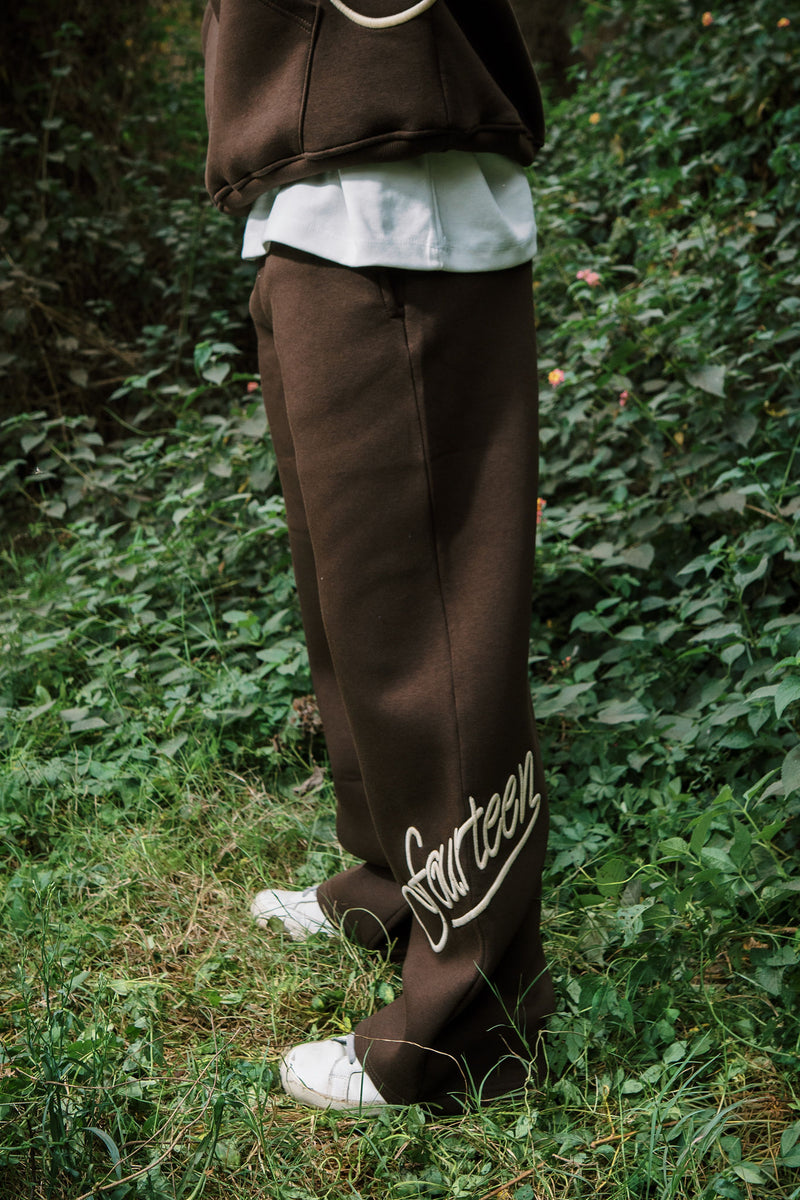 EMBROIDERY PANTS BROWN