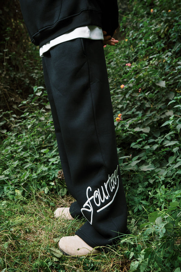 EMBRODIERY PANTS BLACK