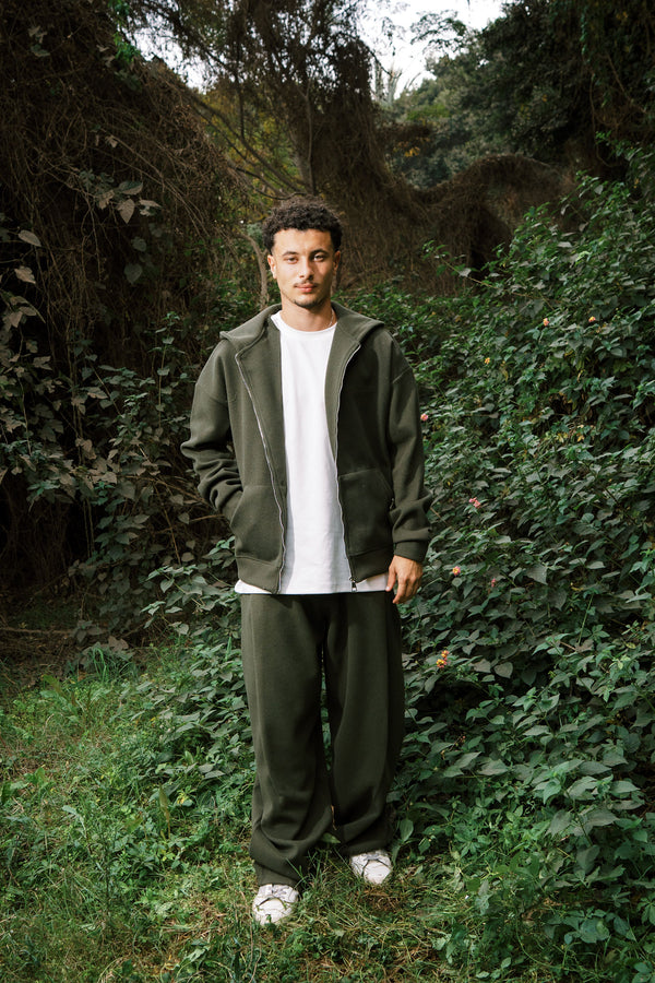 WOOL ZIP UP JACKET OLIVE