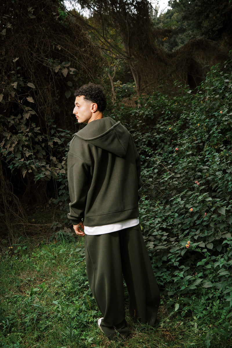 WOOL ZIP UP JACKET OLIVE