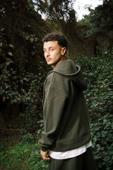 WOOL ZIP UP JACKET OLIVE