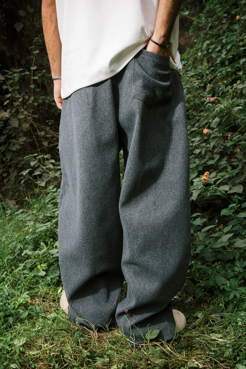 WOOL PANTS DARK GREY