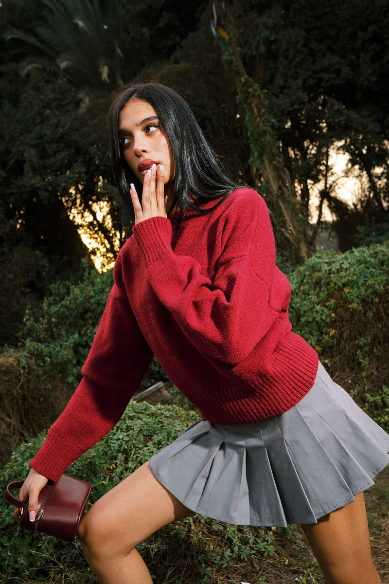 KNITTED SWEATER BURGUNDY