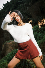 STRIPPED MOHAIR TOP WHITE