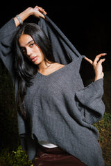 BAGGY KNITTED TOP DARK GREY