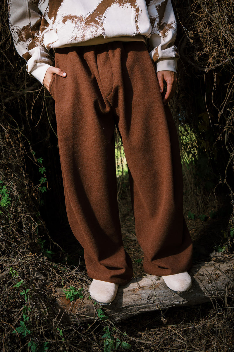 WOOL PANTS BROWN