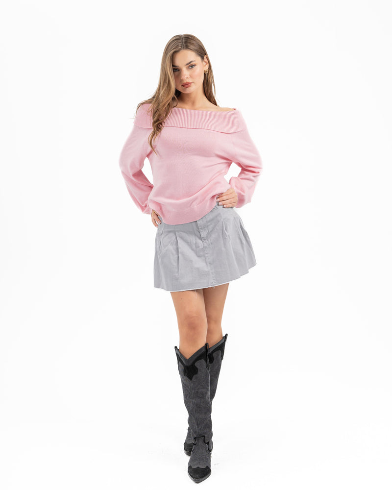 KNITTED OFFSHOULDER TOP ROSE