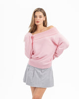 KNITTED OFFSHOULDER TOP ROSE