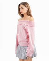 KNITTED OFFSHOULDER TOP ROSE