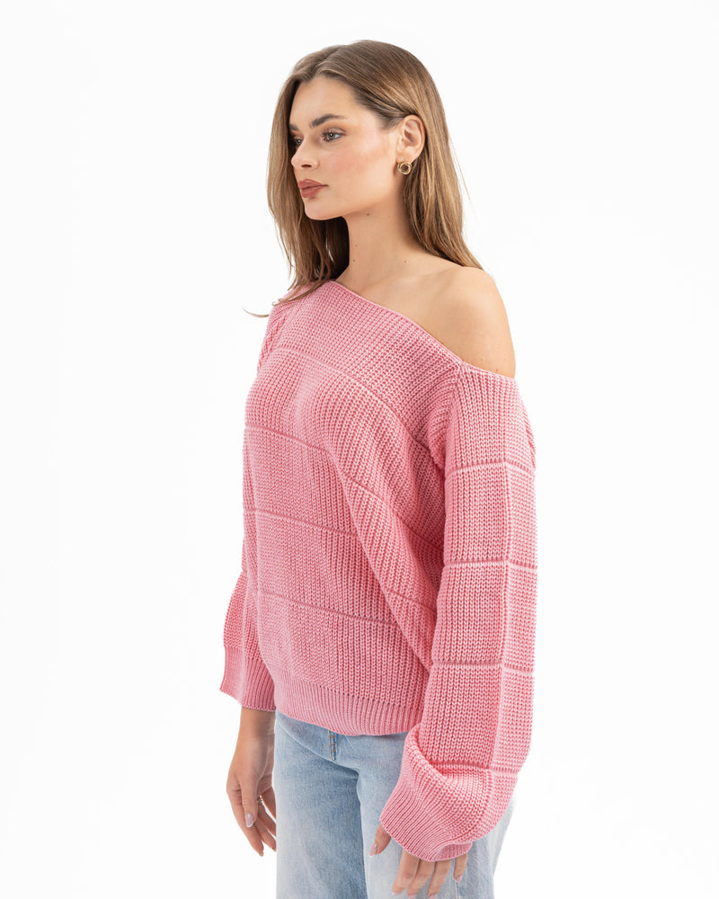 LINES KNITTED TOP ROSE