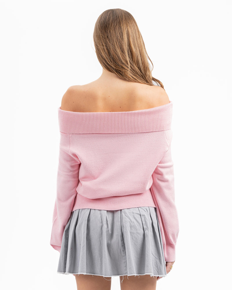 KNITTED OFFSHOULDER TOP ROSE