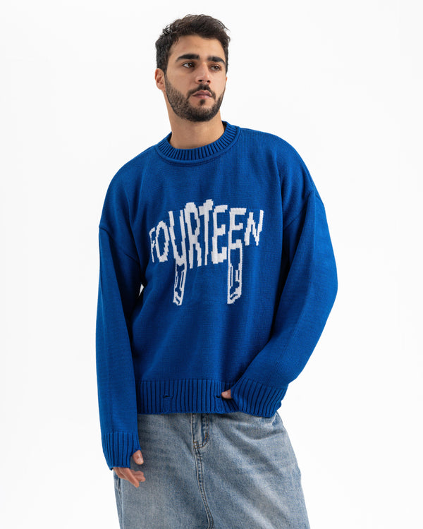 FOURTEEN KNITTED SWEATER ROYAL BLUE