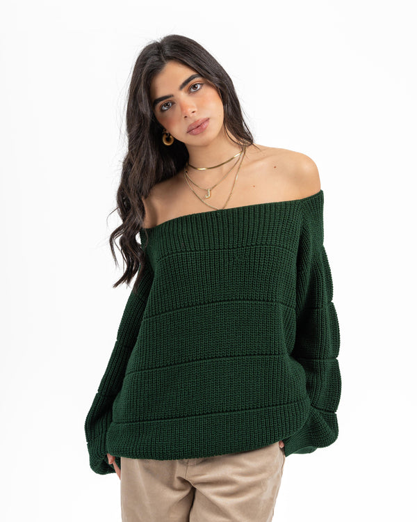 LINES KNITTED TOP OLIVE