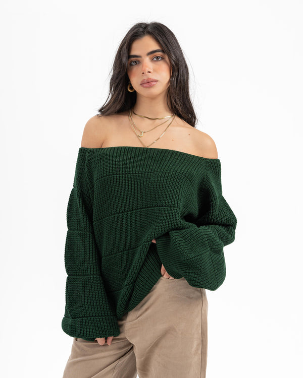 LINES KNITTED TOP OLIVE